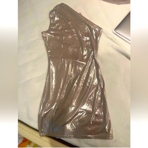 One shoulder chrome mini dress from public desire